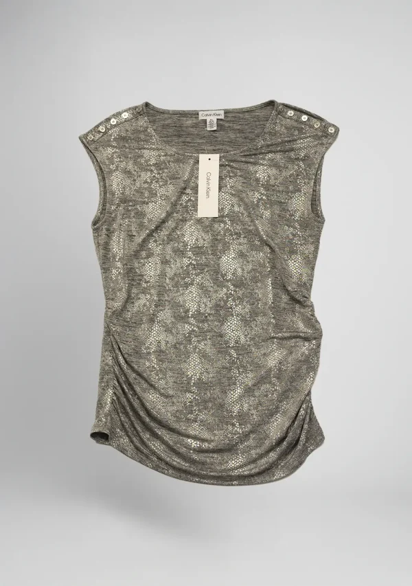 Calvin Klein - Top M / Ruched Top with Buttons - Image 3