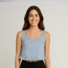 And Now this - Top XS / Denim top with flowers