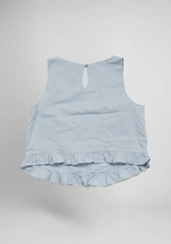 And Now this - Top XS / Denim top with flowers - Image 3