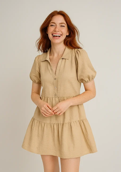 DKNY – Size 10 / Poplin Tiered Midi Dress