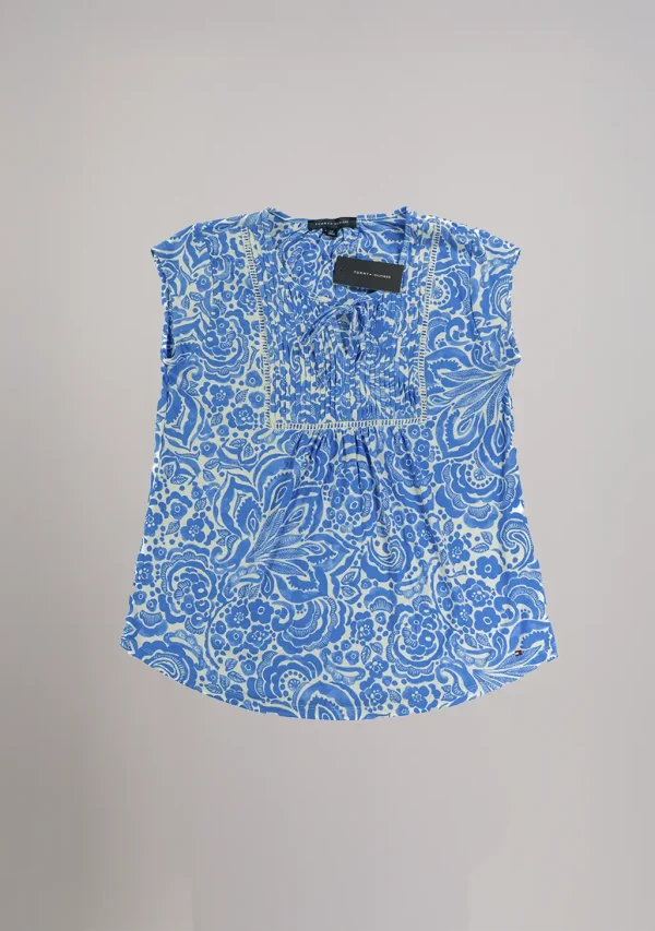 Tommy Hilfiger - Top M / Sleeveless Knotted V-Neck Blouse - Image 3