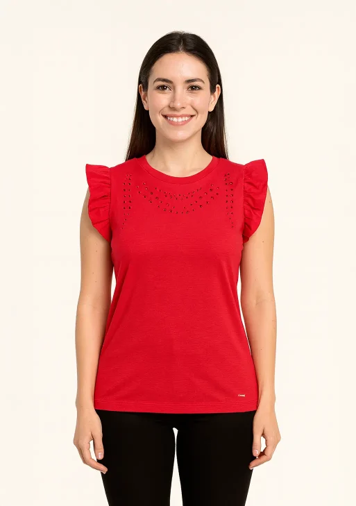Anne Klein AK - Top M / Shirt with ruffled sleeves