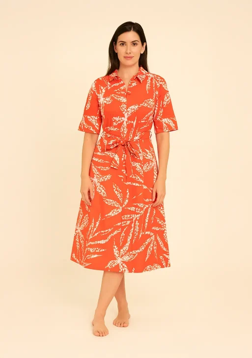 DKNY – Size 4 / Vestido estilo playa coctel hojas naranjas flojo