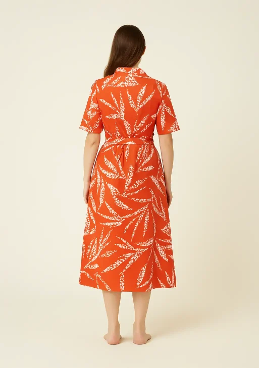 DKNY – Size 4 / Vestido estilo playa coctel hojas naranjas flojo