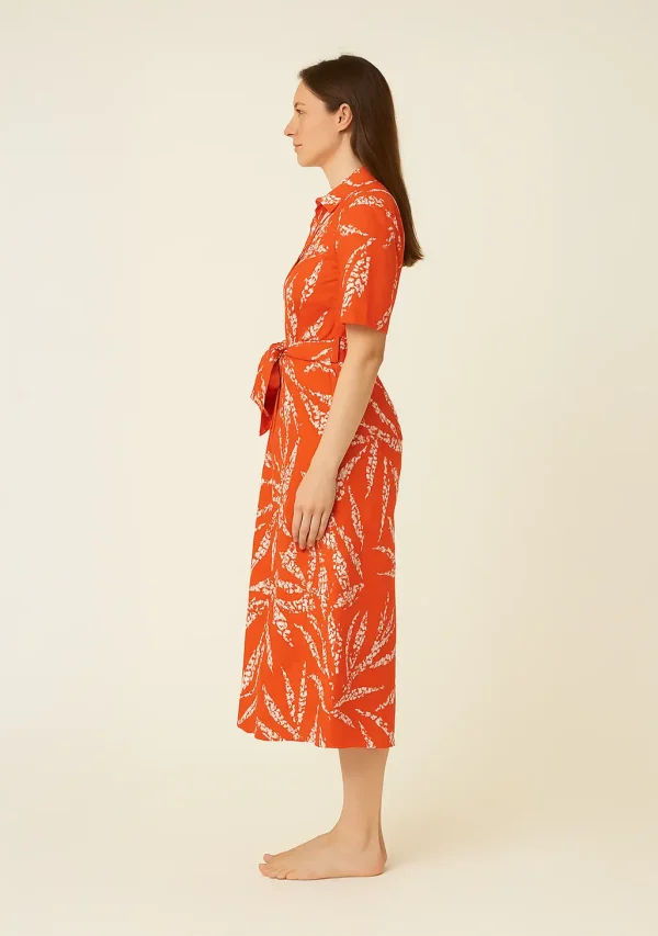 DKNY – Size 4 / Vestido estilo playa coctel hojas naranjas flojo - Image 2